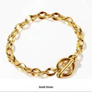 Gold Plated Stainless Steel 5mm Chain Toggle Closer Bracelet